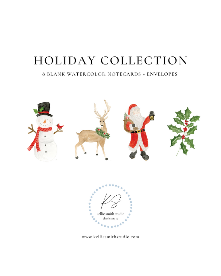Holiday Collection - 8 blank notecards + envelopes