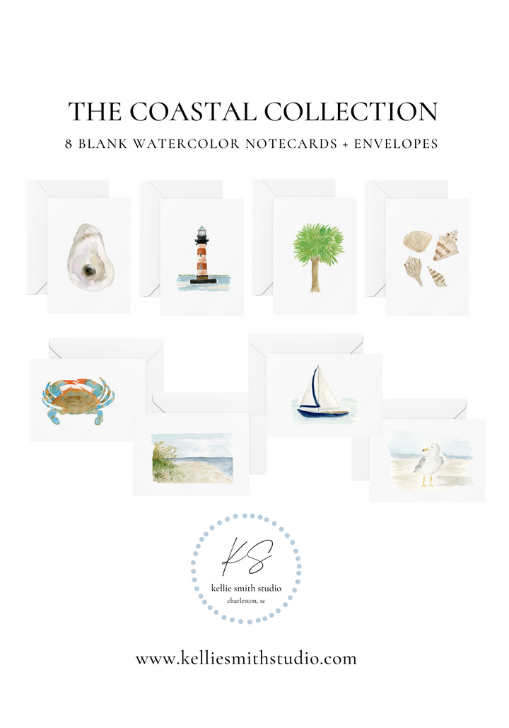 Coastal Collection - 8 blank notecards + envelopes